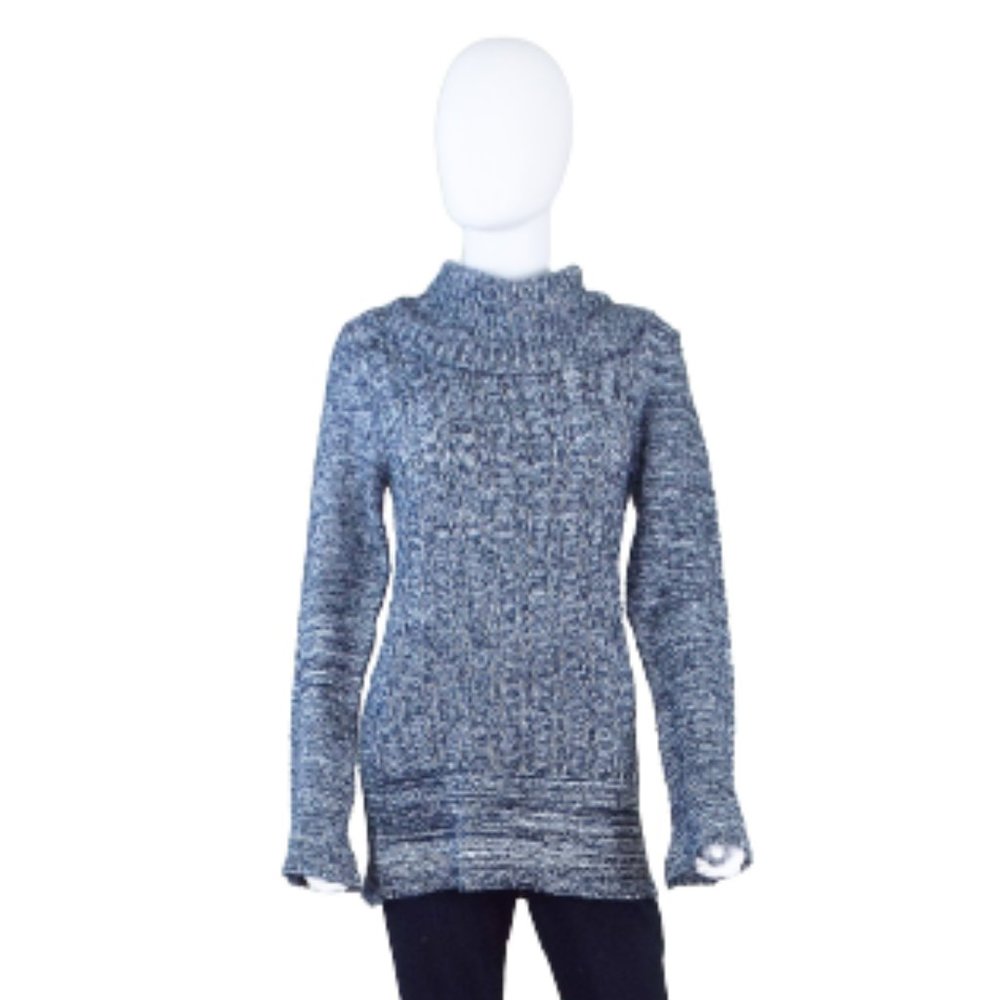 DEREK HEART BLACK WHITE COWL NECK TUNIC LONG SLEEVE SWEATER XL JUNIOR M ADULT
